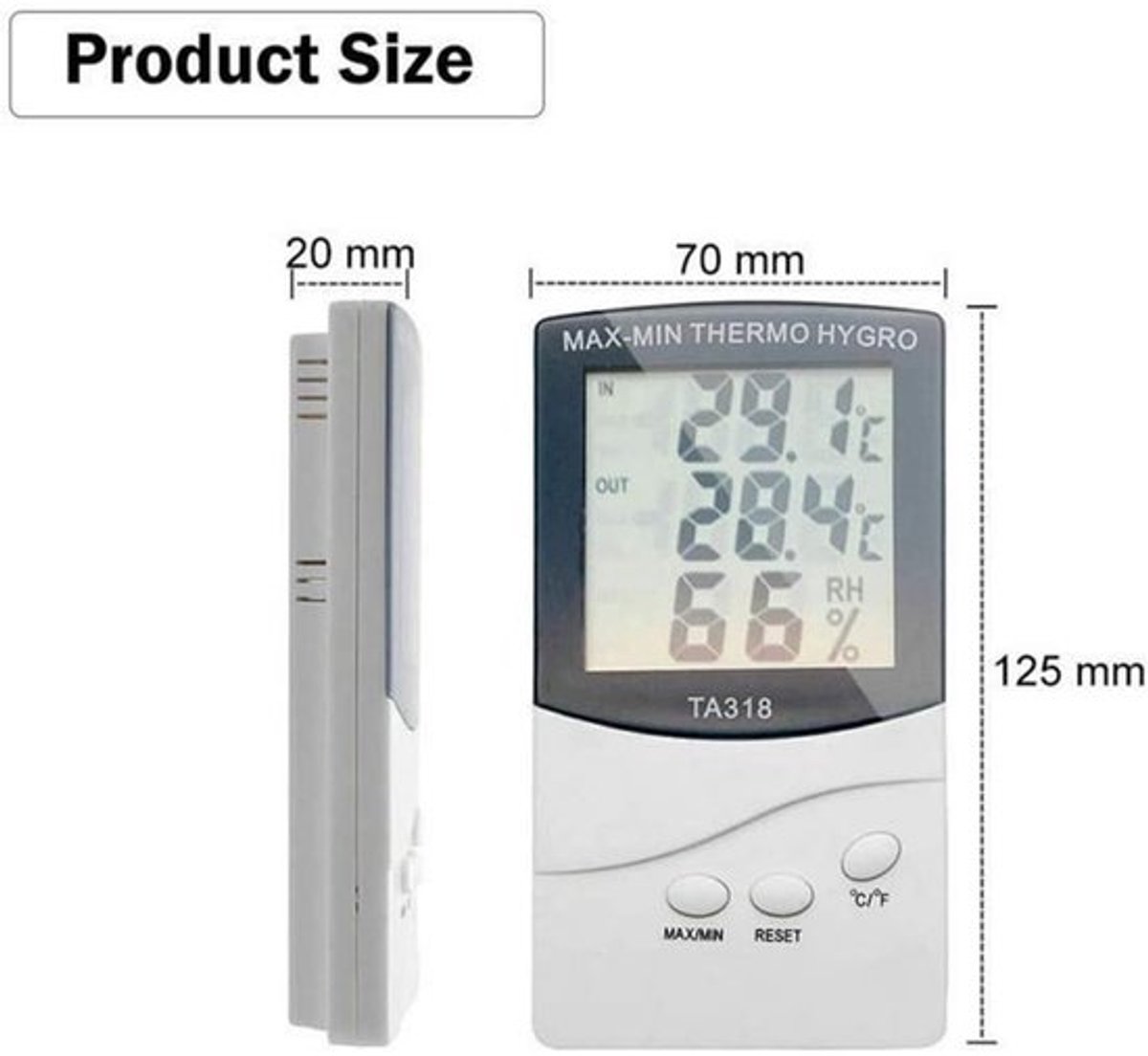 Digitale Vochtigheid Meter - Thermometer Hygrometer - Max/Min Opname - LCD Scherm - Indoor Outdoor - Thuiskantoor - Elektronische Tempera...