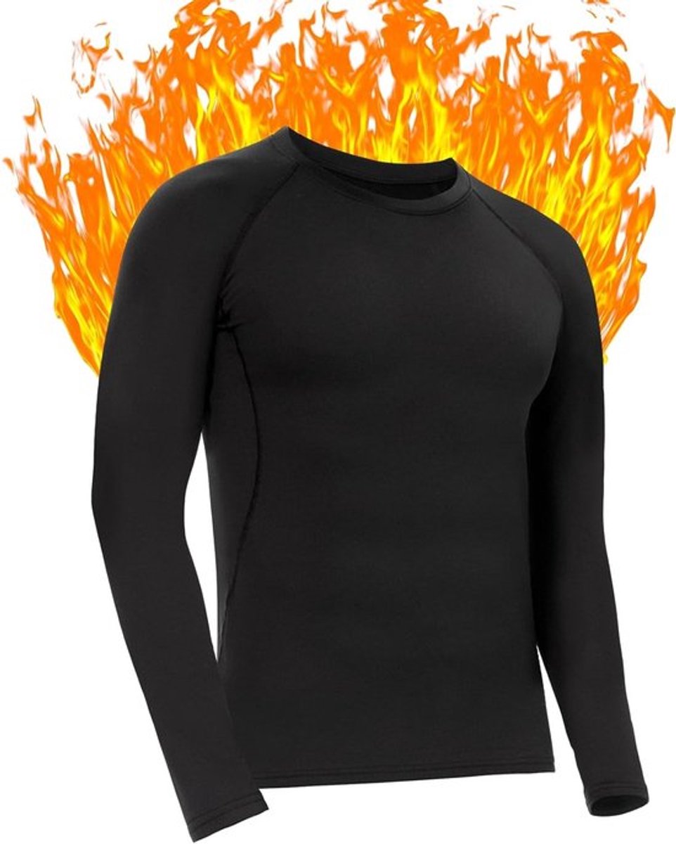 Heren Fleece Thermo Ondergoed Set, Lange Mouwen T-shirt en Broek voor Skiën en Activiteiten Buiten