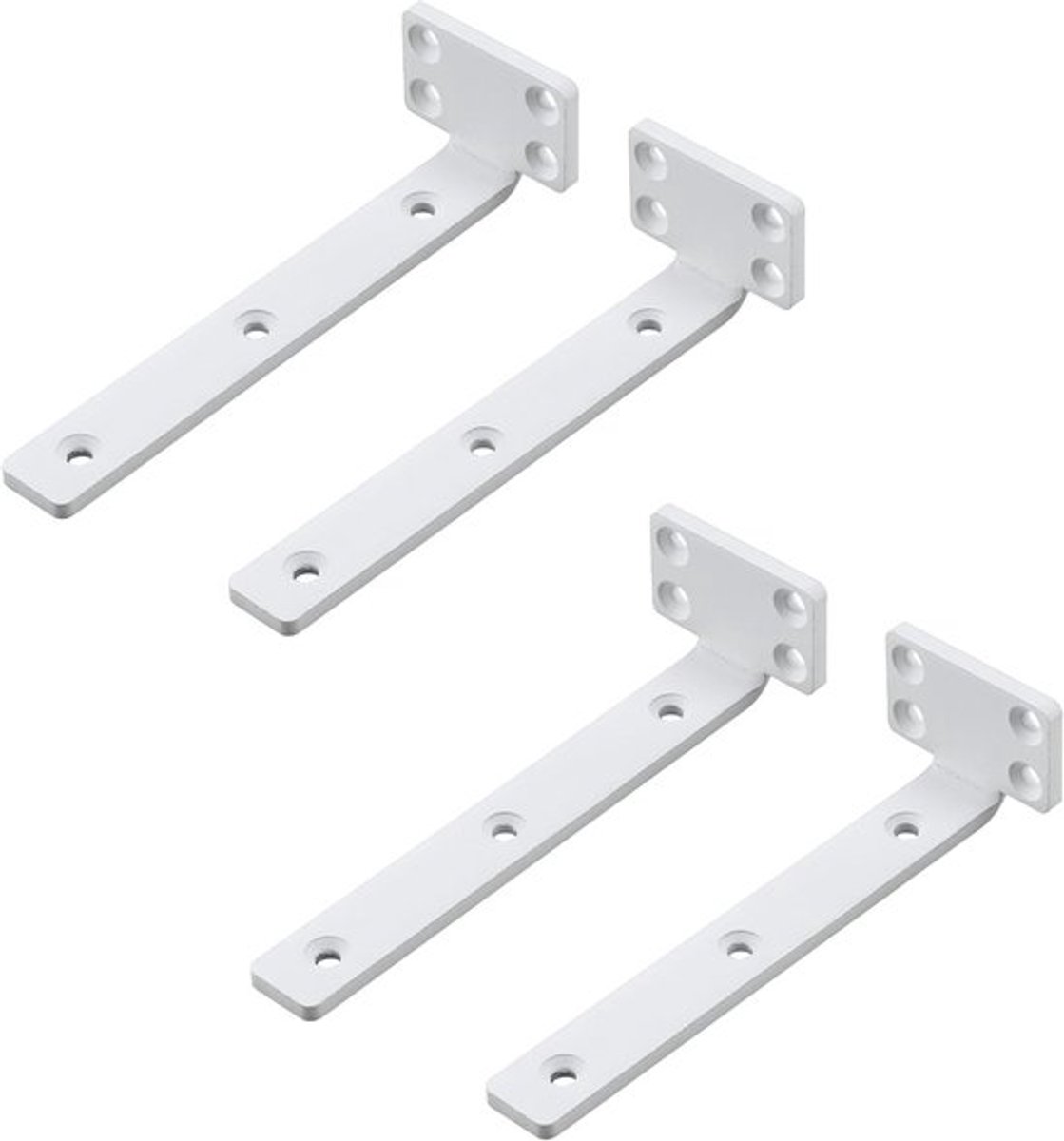 Set van 4 Zwevende Plankhouders, 15 x 5 cm, Duurzaam en Praktisch, Wandplank met Schroeven, Wit en Modern Design