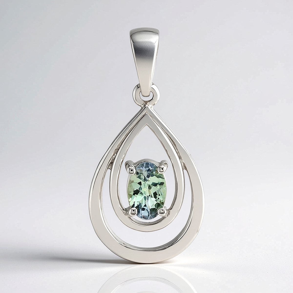 Cavill - Zilveren Hanger met Natuurlijke Onverhitte Groene Tanzaniet - 925 Sterling Zilver - 0,36 ct - Ovaal Druppel Slijpsel - Luxe Edelsteen Sieraad
