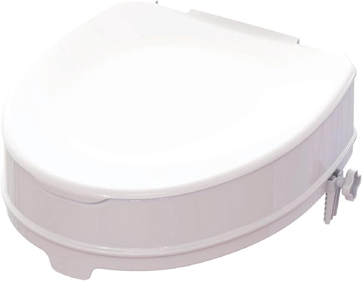 Toiletverhoger met deksel - Zitverhoger toilet - Comfortabel zitten - Anatomisch gevormd - 10 cm hoog - Wit