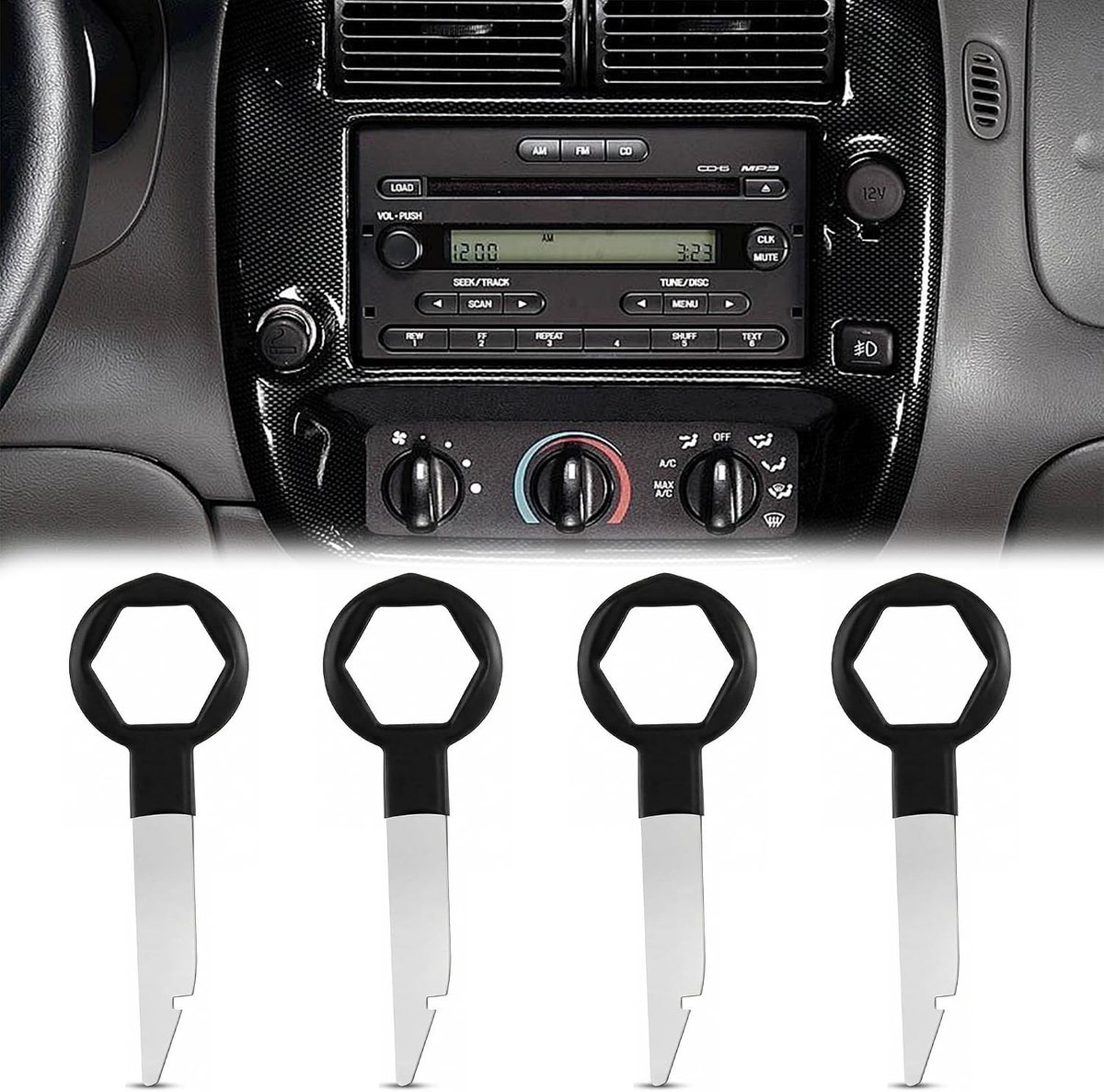 4 stuks universele autoradio release tools, compatibel met de meeste voertuigen, zwart en duurzaam