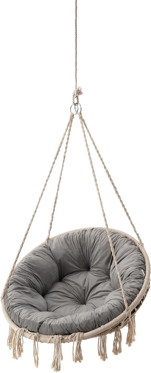 Rond Kussen - Zitkussen Schommel - Comfortabel Ontspannen - Wasbaar Materiaal - 92 cm - Asgrijs