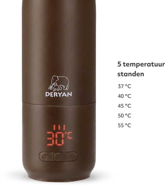Deryan Draagbare Elektrische Flessenwarmer - Draadloos - Bruin van Deryan — afbeelding 2