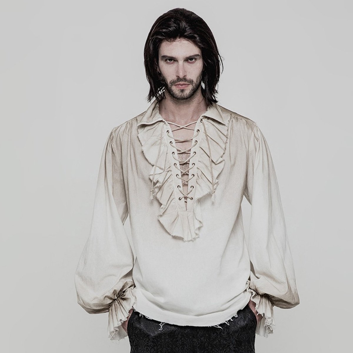 Punk Rave - Orthodox Goth Overhemd - S/M - Creme