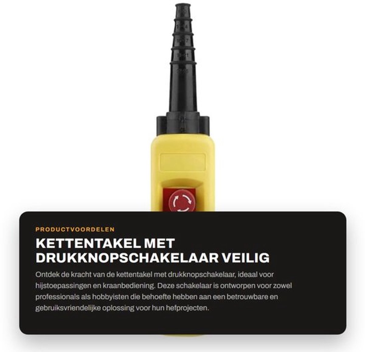 Kettentakel met Drukknopschakelaar - Veilig Hijsmechanisme - Duurzaam ABS-Kunststof - Geel - Eenvoudige Bedienbaarheid - Geschikt voor Hi...