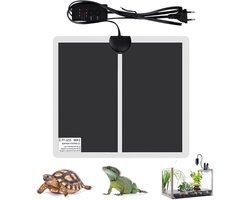 Verwarmingsmat Reptielen - Terrarium Warmte - Klimaatbeheersing - Drie Snelheden - 28 x 28 cm - Zwart