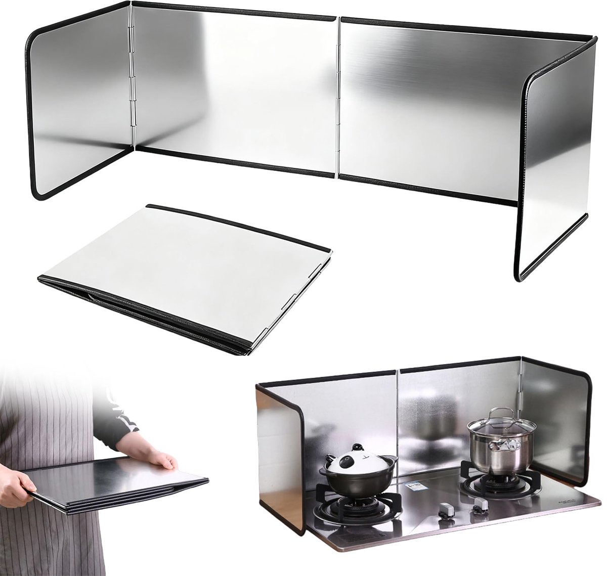 SnelShoppen - Spatbescherming Keukenachterwand - 4 Inklapbare Vetspatbeschermers - Keuken- en Fornuisbescherming - Voorkomt Olievlekken op Muur - Idea