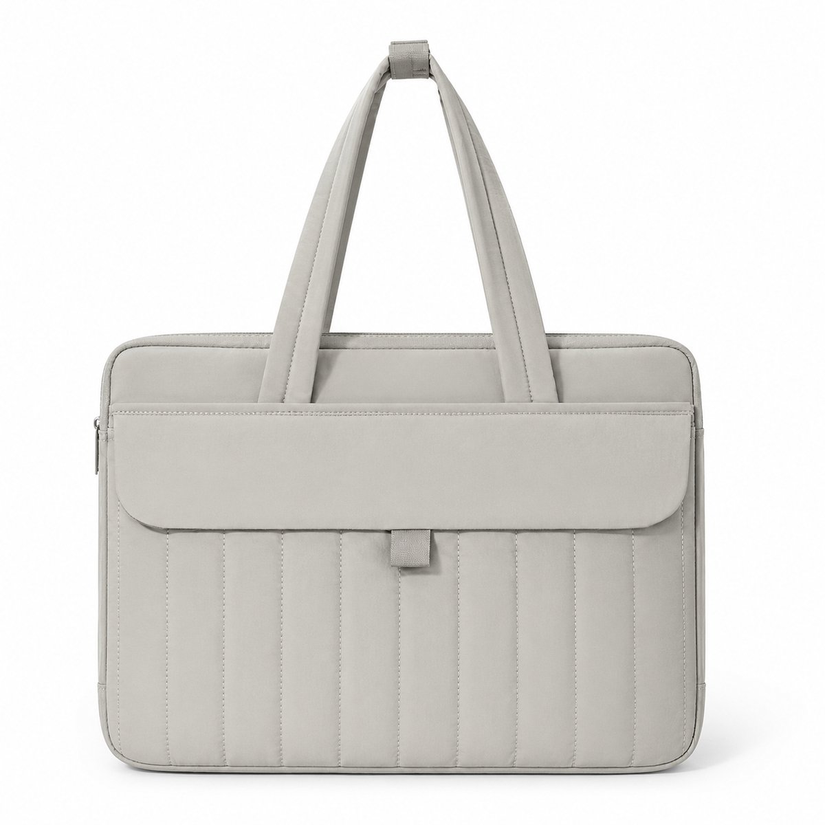 VHV - Laptoptas Dames 15-16 Inch - Slanke Shopper met Schouderriem, Magneetvak en Meerdere Vakken - Waterafstotend voor Werk en Reizen - Grijs