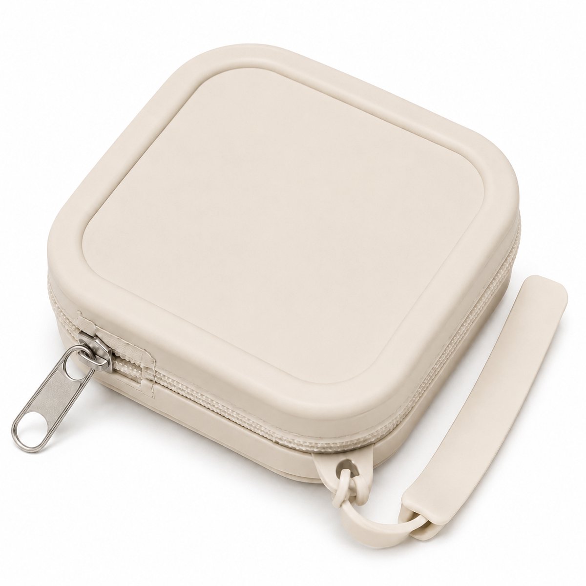 Siliconen Oordopjes Etui - Oortjes Opberghoesje met Rits - Voor Oortjes, Laadkabels, USB-kabels en Sleutels - Compacte Opbergcase 9 x 9 x 3 cm - Wit
