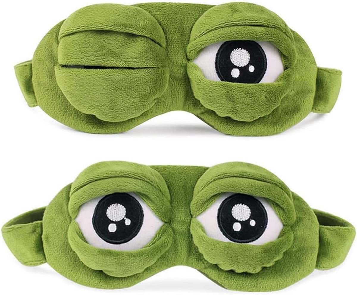 Slaapmasker kikker-oogmasker - 3D-pluisjes - grappig design - comfortabel voor slapen - SnelShoppen