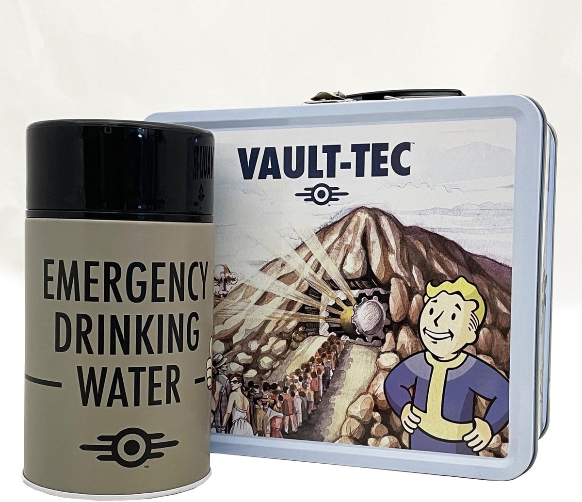 SnelShoppen - Fallout Lunchbox en Veldfles - Iconische Collectible, Stevige Metaal, Voor Camping, Picknick, School, Geel, 1 Stuk