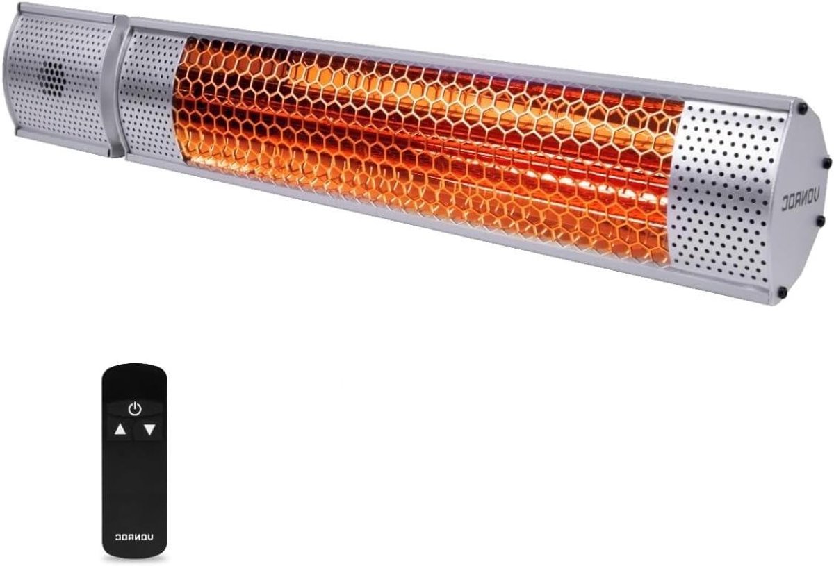 Terrasverwarmer - Buitenverwarming - Aangenaam buiten - Lowglare lamp - 2000W - Zilver