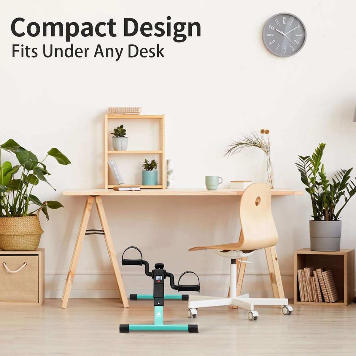 Pedaaloefenaar - Mini Hometrainer - Zittend Fitnessen - Opvouwbaar Ontwerp - 2.5 Kilogram - Turkoois