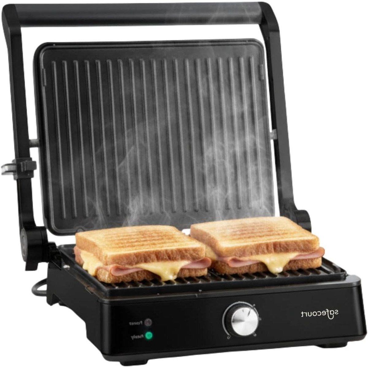 Contactgrill - Tosti apparaat - Snel eten maken - PFAS-vrije platen - 23x29 CM - Zwart