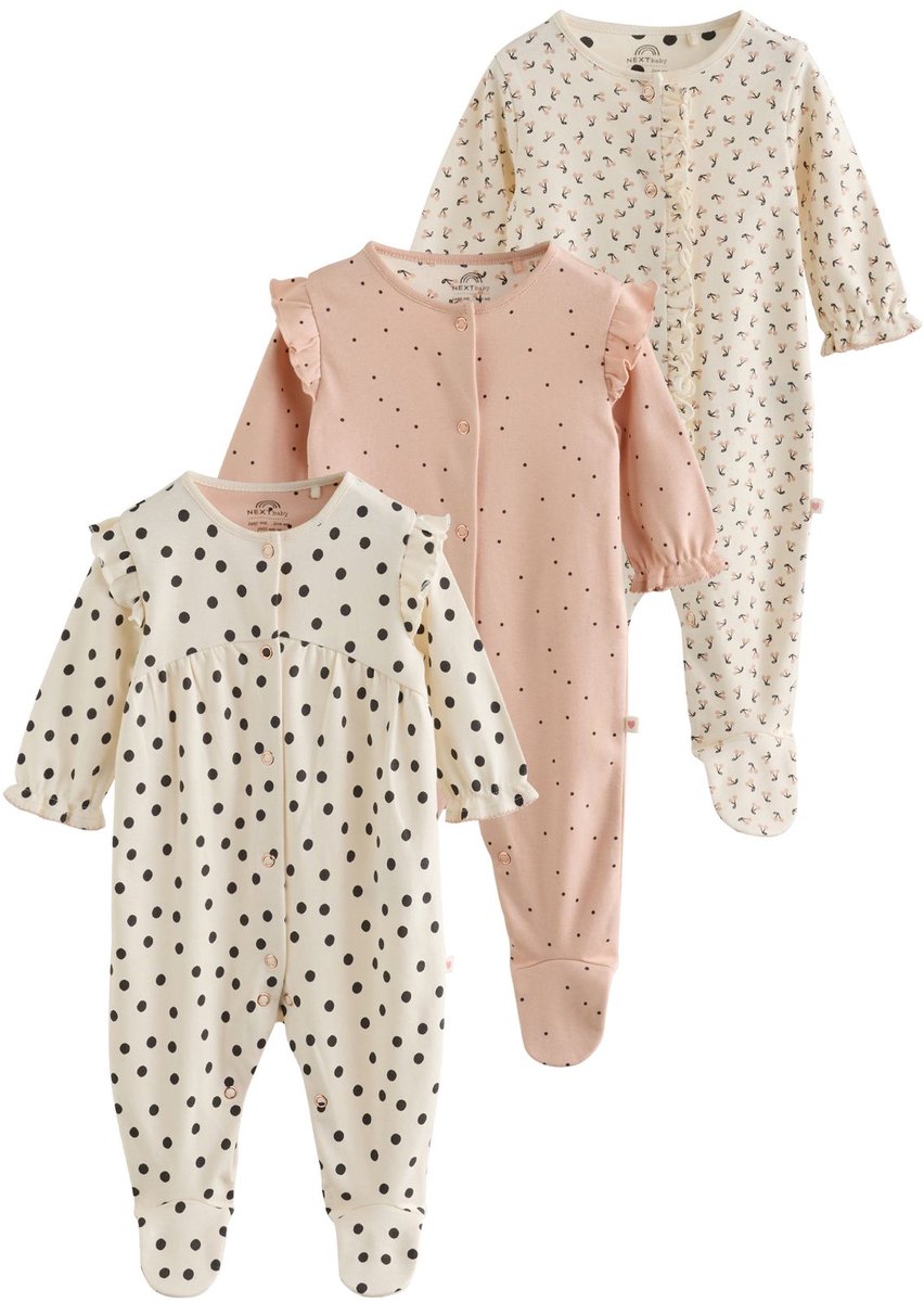 Next - Meisjes - Set van 3 babypyjama's - Crème
