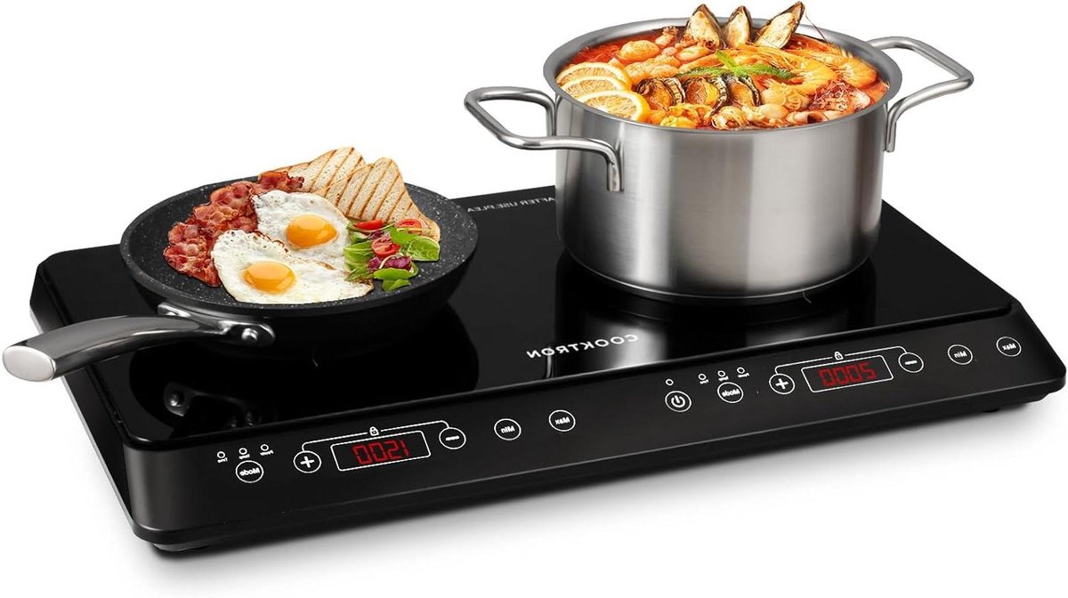 Inductie Kookplaat - Dubbele Kookplaat - Flexibel Koken - Krachtige 3500W - 2 Zones - Zwart