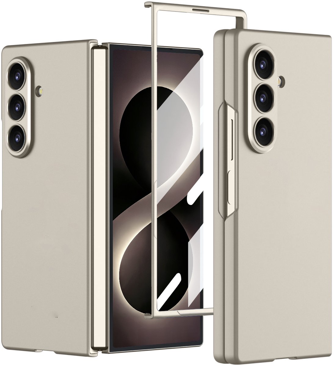 Casemania Hoesje Geschikt voor Samsung Galaxy Z Fold 8 Ultra - Goud - Ultradun Hardcase - Back Cover met Ingebouwde Screenprotector - Matte Telefoonhoesje met Camera Bescherming - Slim Fit