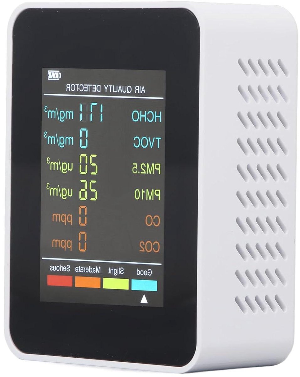 Luchtkwaliteitsmonitor - Kooldioxidedetector - Binnenlucht Meten - Multifunctionele Sensor - 13.9 x 9.8 cm - Wit
