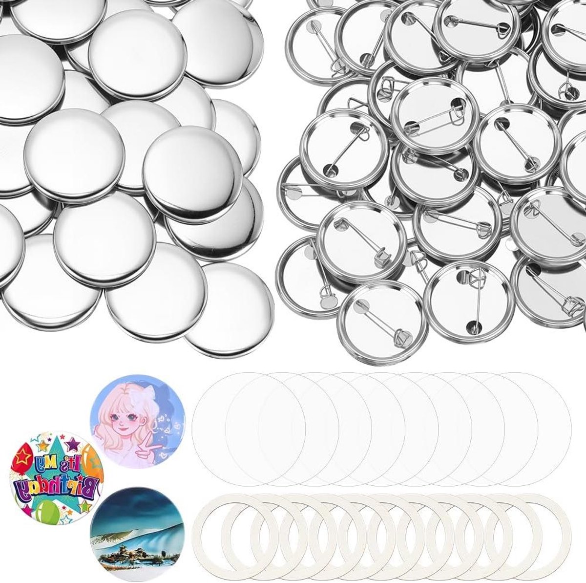 Knopen Maken Accessoires - Badge Onderdelen - Persoonlijke Cadeaus - Compleet Set - 32mm - Platina