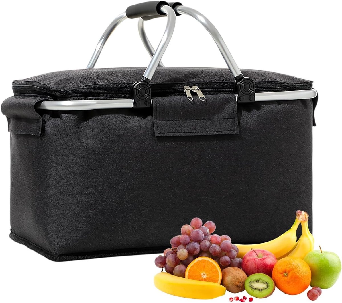 Vouwbare Picknickmand met Koelfunctie, 30L, Thermische Tas met Handvat voor Kamperen, Reizen en Buitensporten