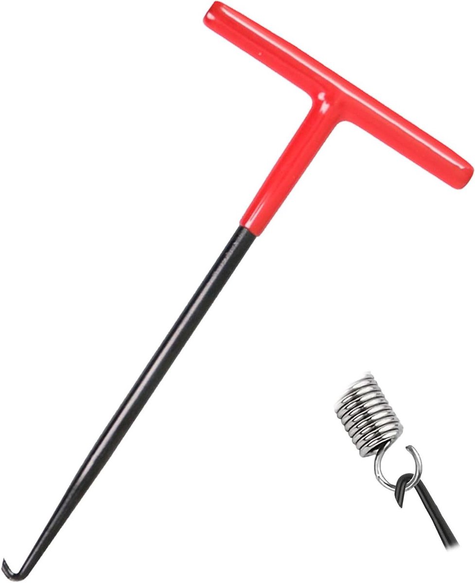 Veerhaak Gereedschap - Veertrekker Uitlaat - Motor Onderhoud - Ergonomische T-greep - 156 x 85 mm - Rood