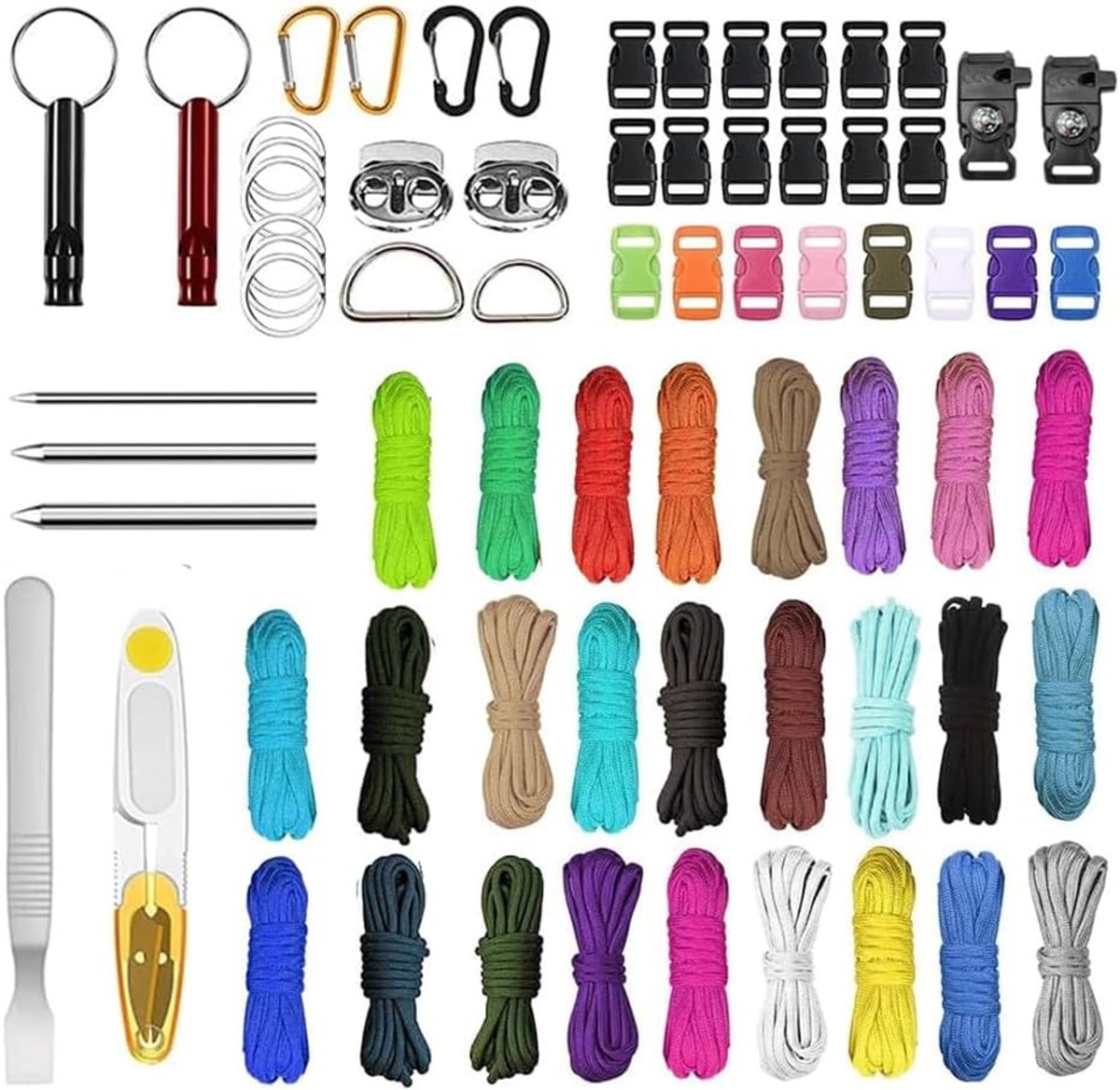 Paracord 550 Touw 4 mm, 3 m Nylon Koord Set, Multifunctioneel Touw voor Creatief Gebruik, Hondenlijn, Kamperen en Overleving