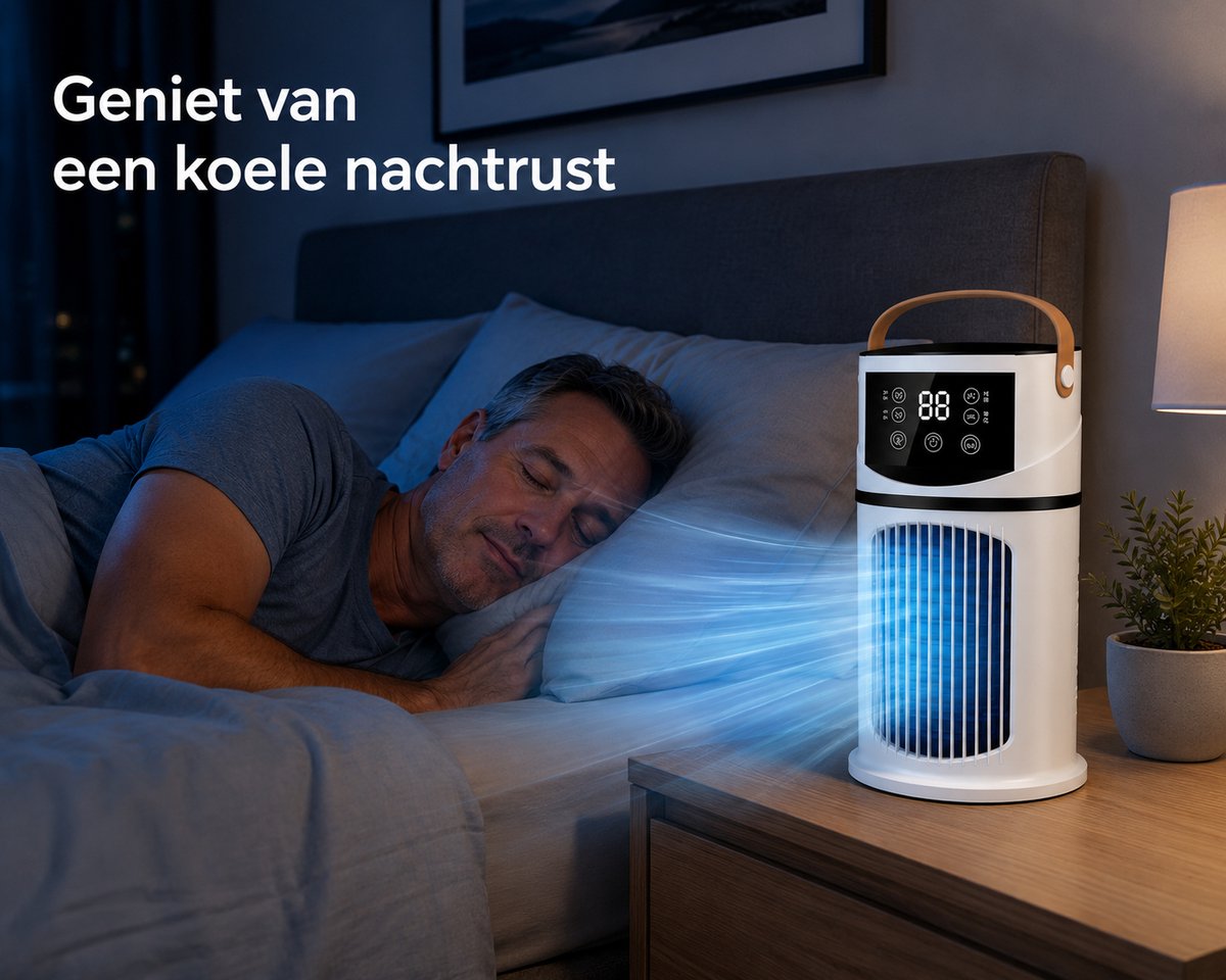 Mobiele Airco Zonder Afvoerslang - Luchtkoeler - Aircooler - Mobiel - Wit - 28 x 16cm – foto 4