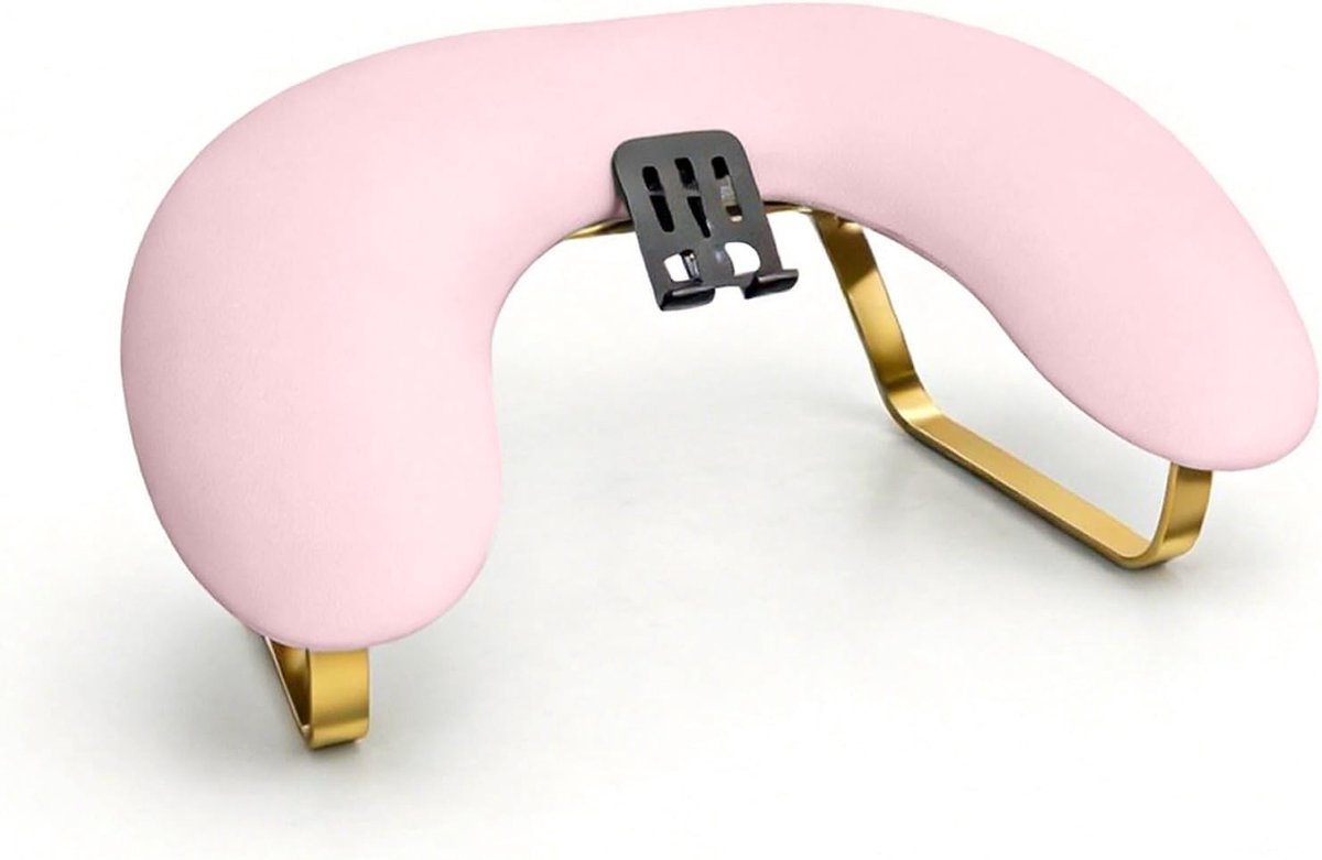 U-vormige handsteun voor nagelstudio: zachte polssteun met telefoonhouder en elastische spons voor manicure en pedicure (roze)