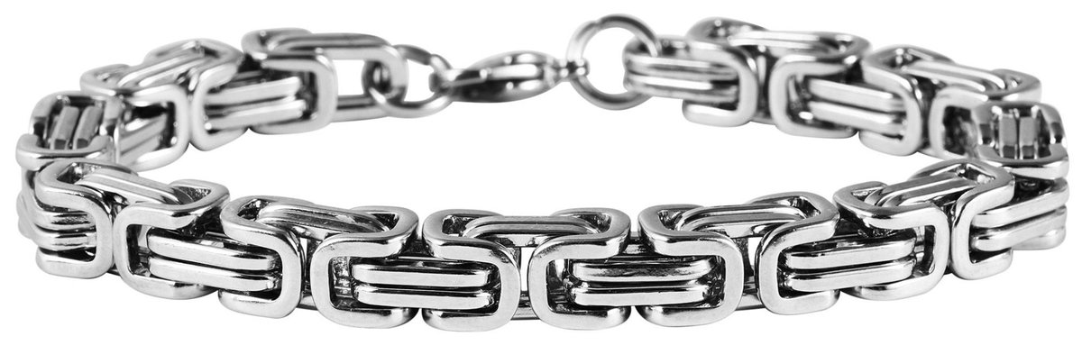 Akzent - Koningsarmband - Edelstaal - Stalen Armband - Zilverkleurig - 8mm. / 21cm.
