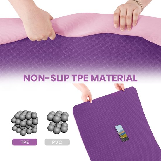 Cosensi - Dailygoods - Dailygoody - Yogamat XXL - Antislip - Bescherming tegen blessures - 190 x 80 cm - Fitnessmat - Geschikt voor yoga en pilates van cosensi — afbeelding 2