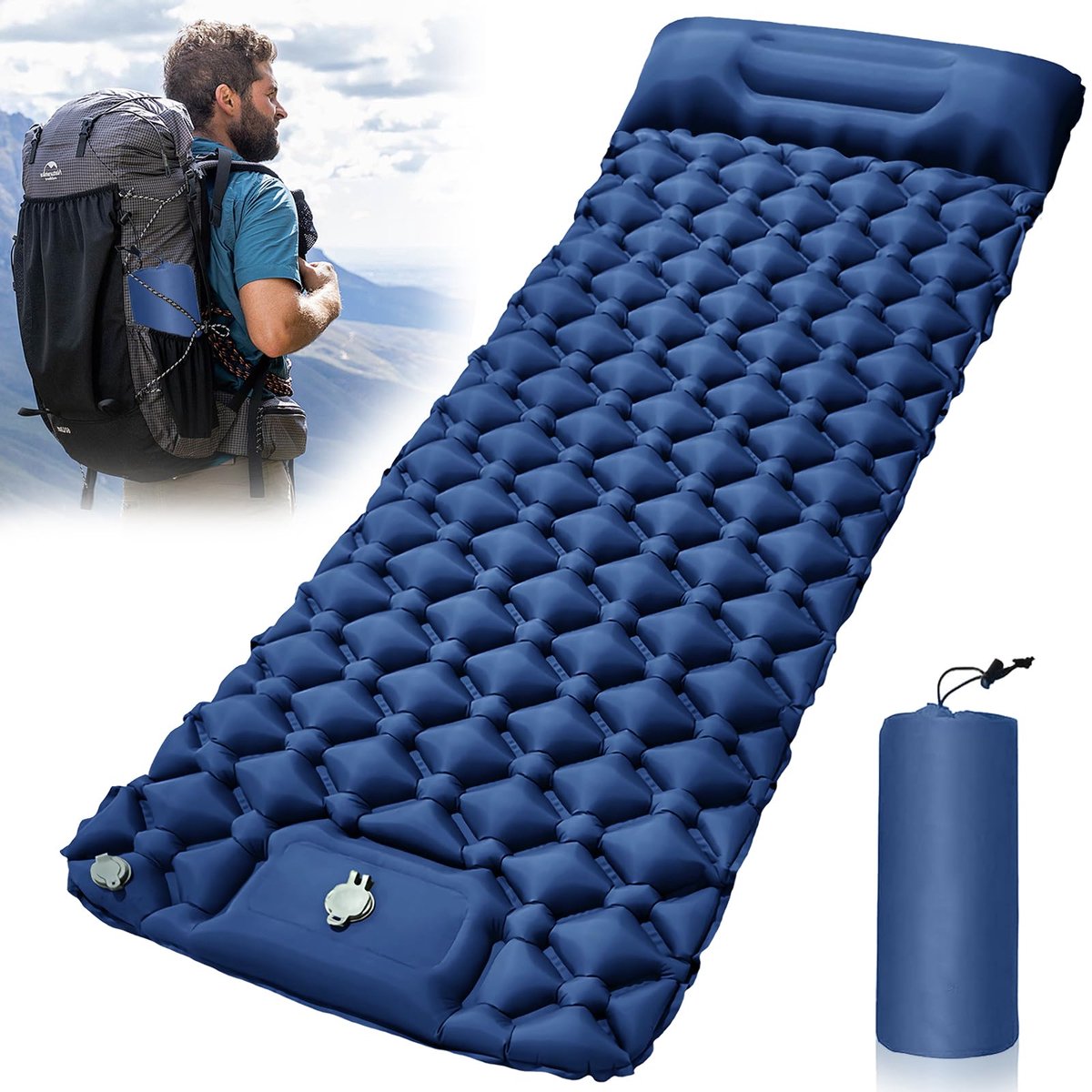 SnelShoppen - Campingmat Ultralicht Opblaasbaar Slaapmatras - Opvouwbaar Lichtgewicht Eenpersoonsbed - Draagbaar Luchtkussen voor Outdoor, Wandelen, R
