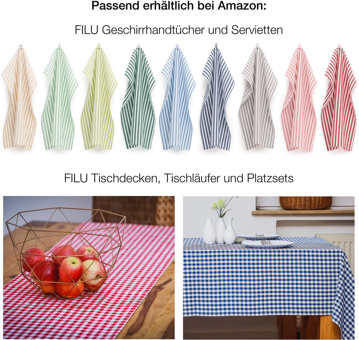 SnelShoppen - FILU Theedoeken 4-pack Beige/Wit Gestreept - 100% Katoen Keukendoeken 45 x 70 cm - Hoogwaardige Theedoeken voor Keuken, Feest en Dagelij