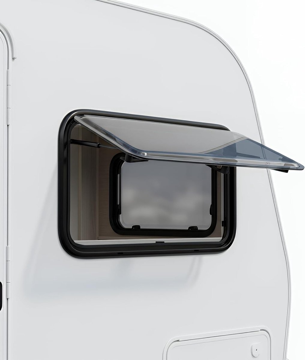 Zijraam voor Caravan, 700 x 400 mm, Zwart Glijraam met Insectenbescherming voor Campers en Trailers, Duurzaam en Weerbestendig