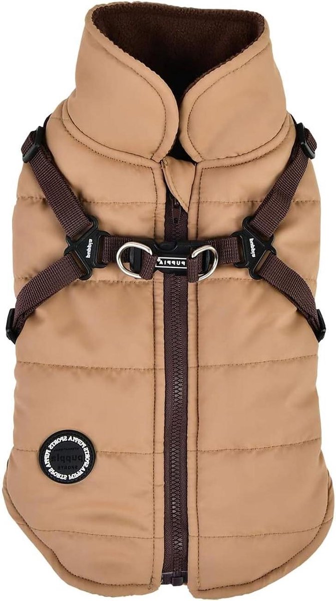 Wintervest Hond - Hondenjas Tuigje - Warm en Droog - Geïntegreerd Harnas - Maat XL - Beige