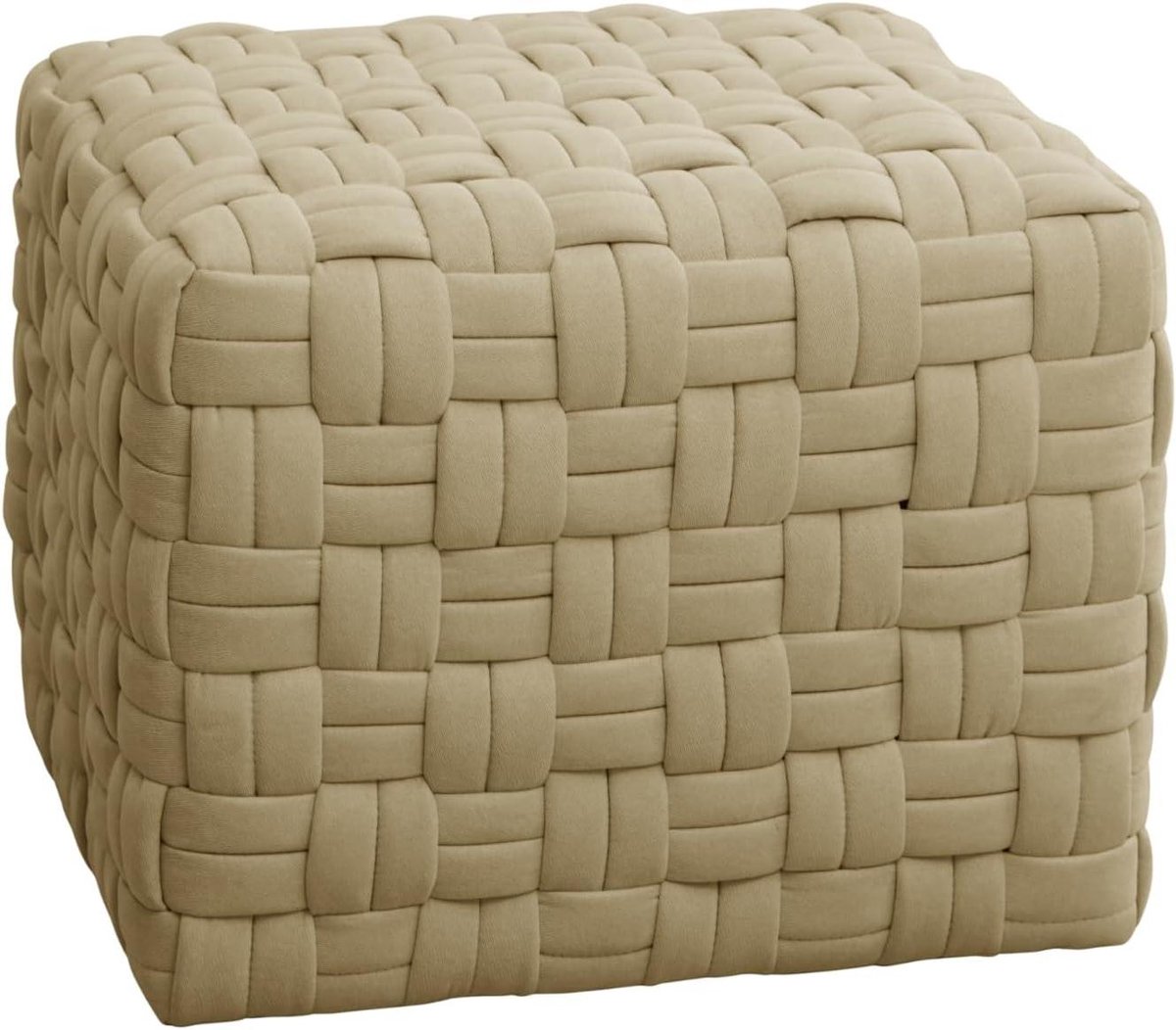 Zitkruk - Voetenbank Poef - Woonkamer Aankleden - Gevlochten Design - 50x55x42 cm - Beige