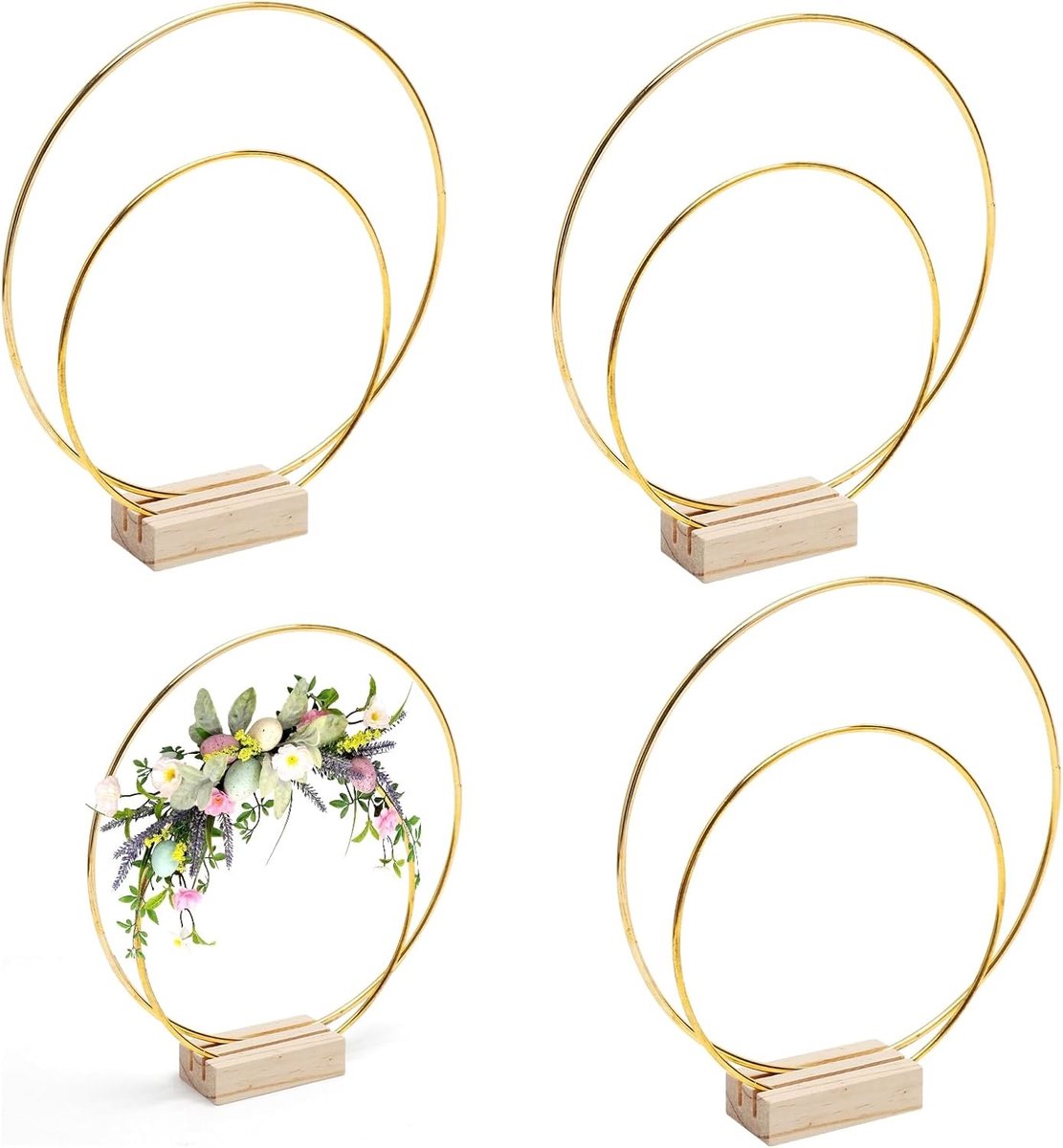 Set van 3 Decoratieve Metalen Ringen met Basis voor Creatieve Projecten en Tafeldecoratie - 15mm en 20mm Formaat