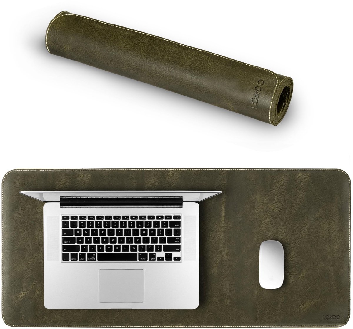 SnelShoppen - Londo Top Grain Lederen Uitgebreide Muismat - Luxe Bureau Mat - Grote Ondergrond - Zwart - Ideaal voor Thuiswerk en Kantoor