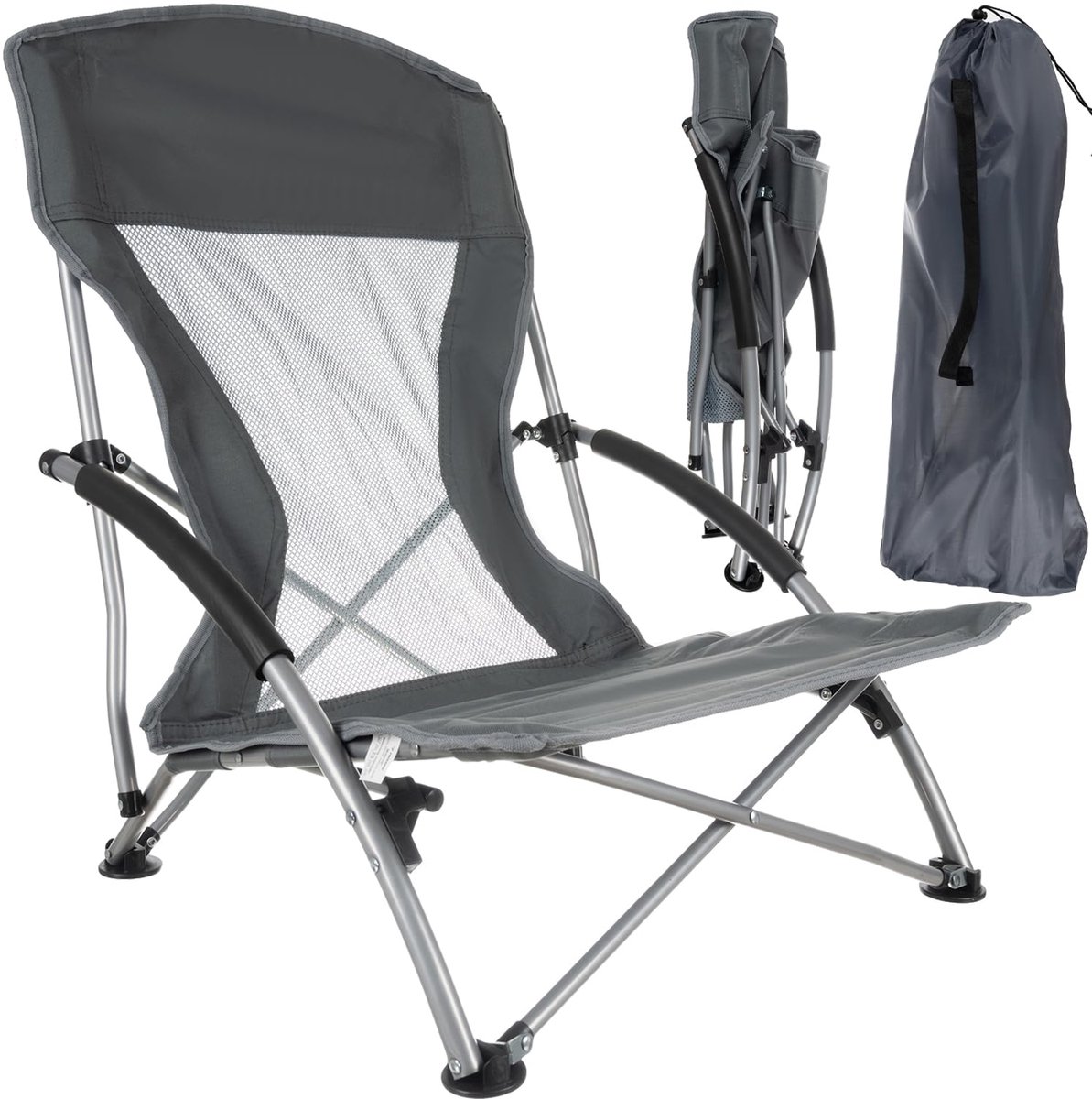 SnelShoppen - Opvouwbare Strandstoel met Lage Stoelpoten, Lichtgewicht, Belastbaar tot 100 kg, Ademend 600D Oxford Weefsel, Ideaal voor Camping, Stran