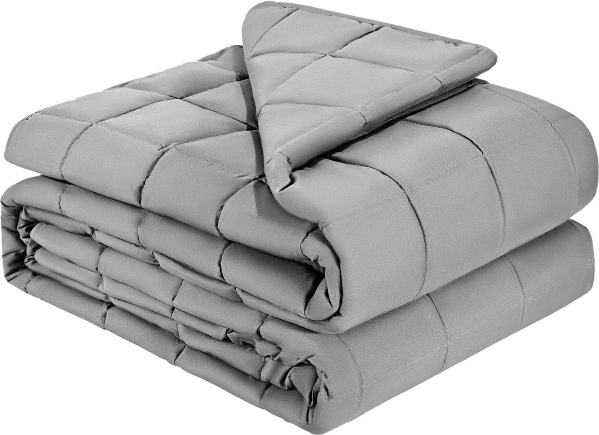 SnelShoppen - Verzwaarde deken 20 lbs, 223 x 264 cm, verkoelende ademende zware deken met glazen kralen, ideaal voor volwassenen van 90-113 kg, vermin