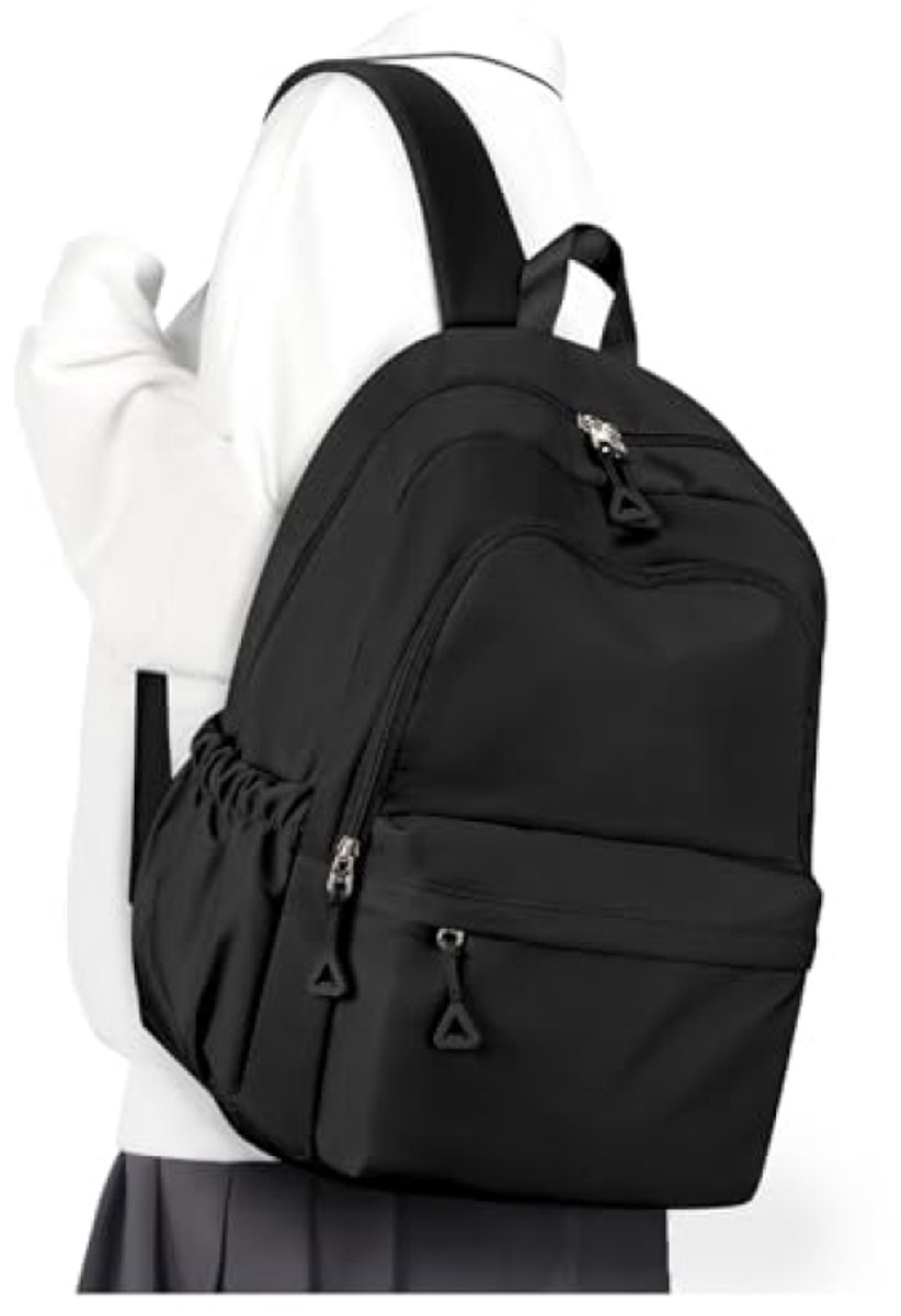 Schoolrugzak 25L met Laptopvak Waterdicht - Lichtgewicht Rugzak voor Tieners, Studenten en Dames - Zwart