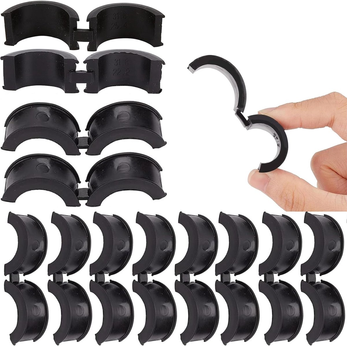 Rubber Washers voor Fietsen 12 Stuks - Vibration en Antislip - Voor Handlebars 31.8 tot 22.2/25.4 - SnelShoppen