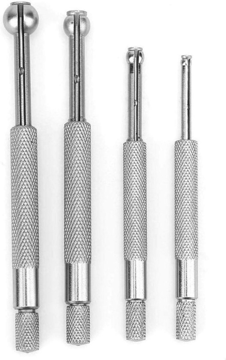Set van 4 telescopische ronde gatenmeters met kogeltype van mangaanstaal - voor binnendiameter metingen 3-13 mm