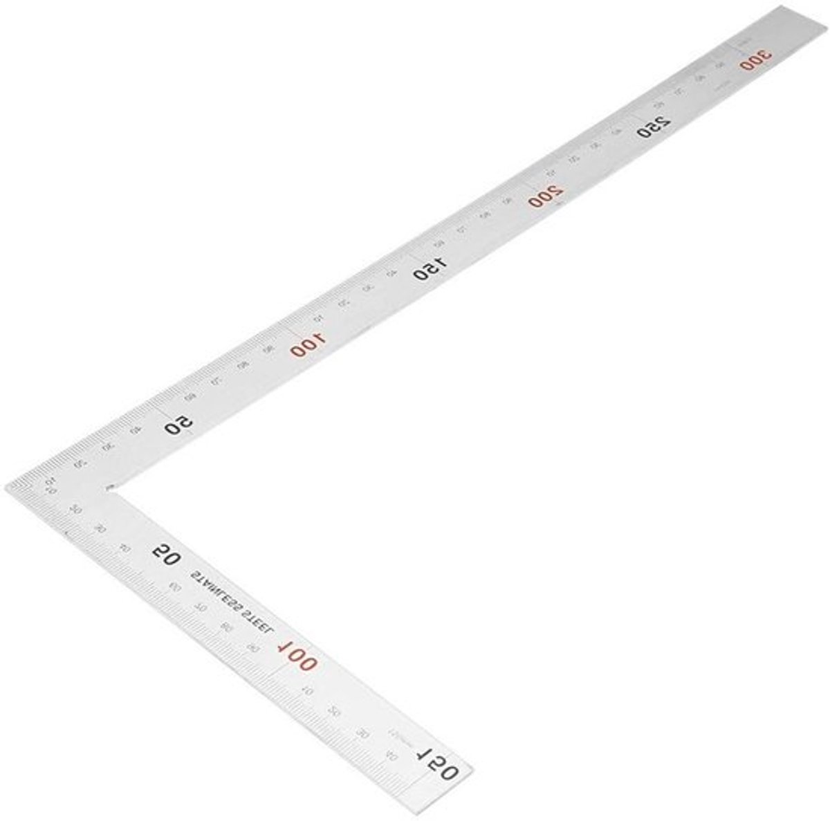 Roestvrij Stalen Carpenter Square - 90 Graden Haakse Liniaal 500x250mm - Professioneel Meetinstrument met Gemakkelijk Af te Lezen Schaalverdeling