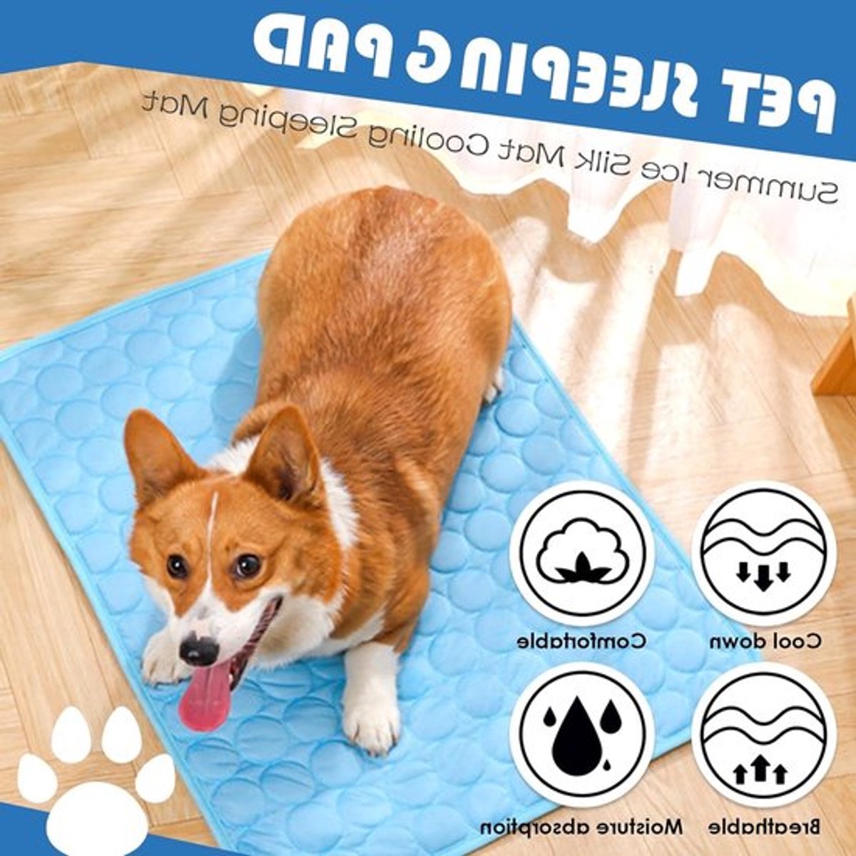 Koelmat voor Honden en Katten, 40 x 30 cm, Zelfkoelende Deken, Ideaal voor Thuis en Reizen, Makkelijk Schoon te Maken, Perfect voor Warme Dagen