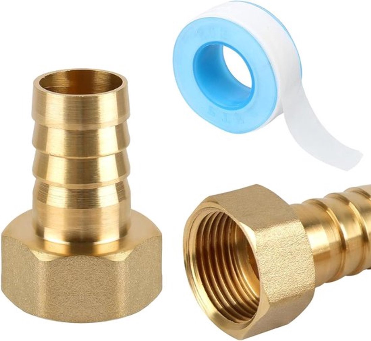 Messing slangnippel 19 mm met binnendraad en zeskant - 2 stuks - ideaal voor olie, water en gas - buisverbindingenw