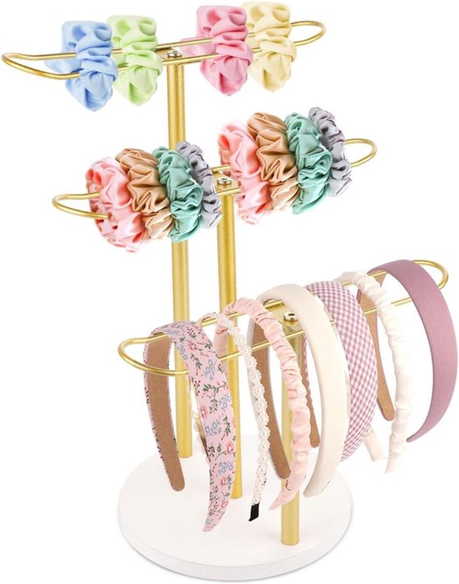 3-Laags Headbandhouder voor Haaraccessoiresopslag en Sieraden - Metalen Headbandrek voor Organisatie en Display - Ideaal als Vrouwencadeau voor Slaapkamer - Stijlvolle Headbandorganizer