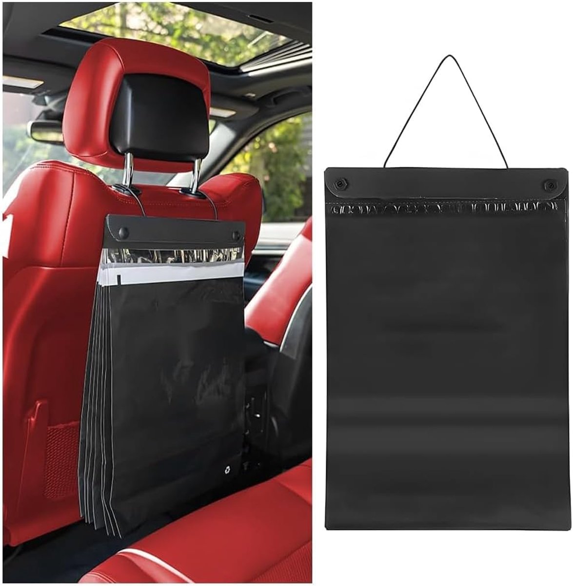 21 Stuks Auto-Afvalzakkenvoertuig - Vuilnisbak - Auto Prullenbak - Draagbaar met Hangband - Zelfklevende Afvalzakjes - Grote Capaciteit - Auto-Opslag - Reisgoederen - Voor Auto's, Reizen en Buitenactiviteiten
