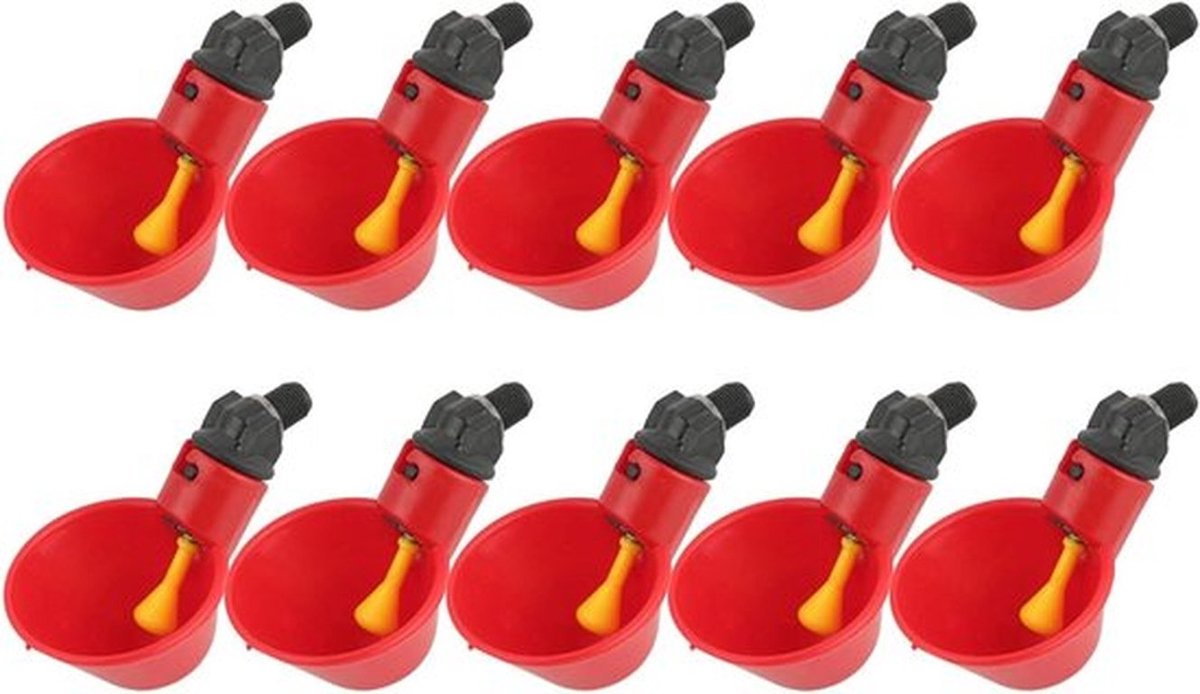 Set van 10 Automatische Drinkbekers voor Kippen - Waterdispenser en Voederbakken voor Pluimvee en Vee