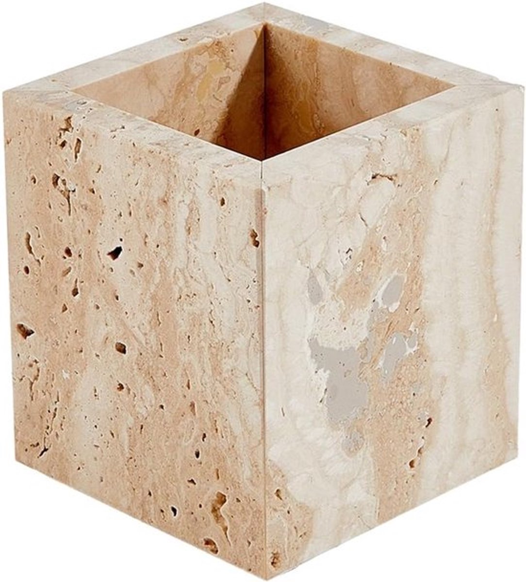 Natuurlijke marmeren tandenborstelhouder en organizer voor badkamer, 4 stuks, vierkante beker voor make-up en pennen, 8,9 cm